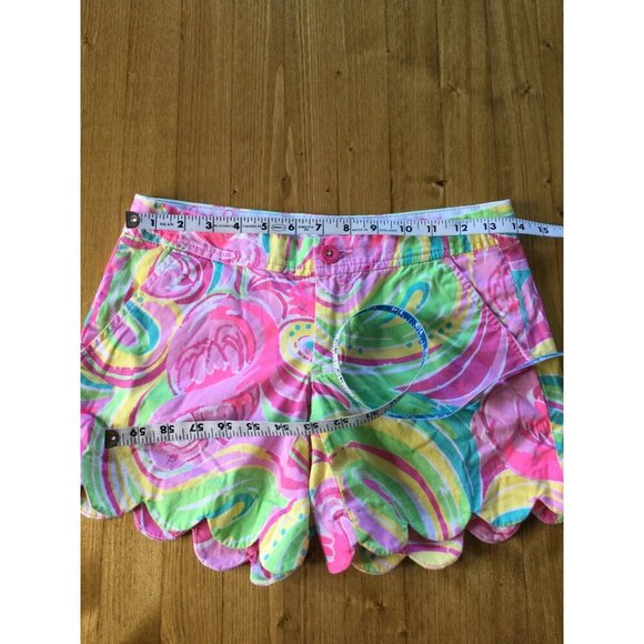 Lilly Pulitzer Buttercup Scallop Hem Shorts 000 Pastel Floral Preppy Resort - Picture 7 of 9
